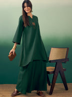 InWeave Dark Green Kurta Palazzo Set
