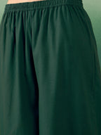 InWeave Dark Green Kurta Palazzo Set