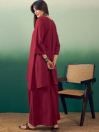 InWeave Burgundy Kurta Palazzo Set