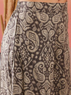 InWeave Dull Brown Paisley Round Neck Kurta Short Palazzo Set