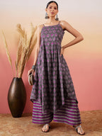 InWeave Iron Grey Floral Boota Print Strappy Printed Palazzo Set - Distacart