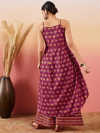 InWeave Burgundy Floral Boota Print Strappy Printed Palazzo Set