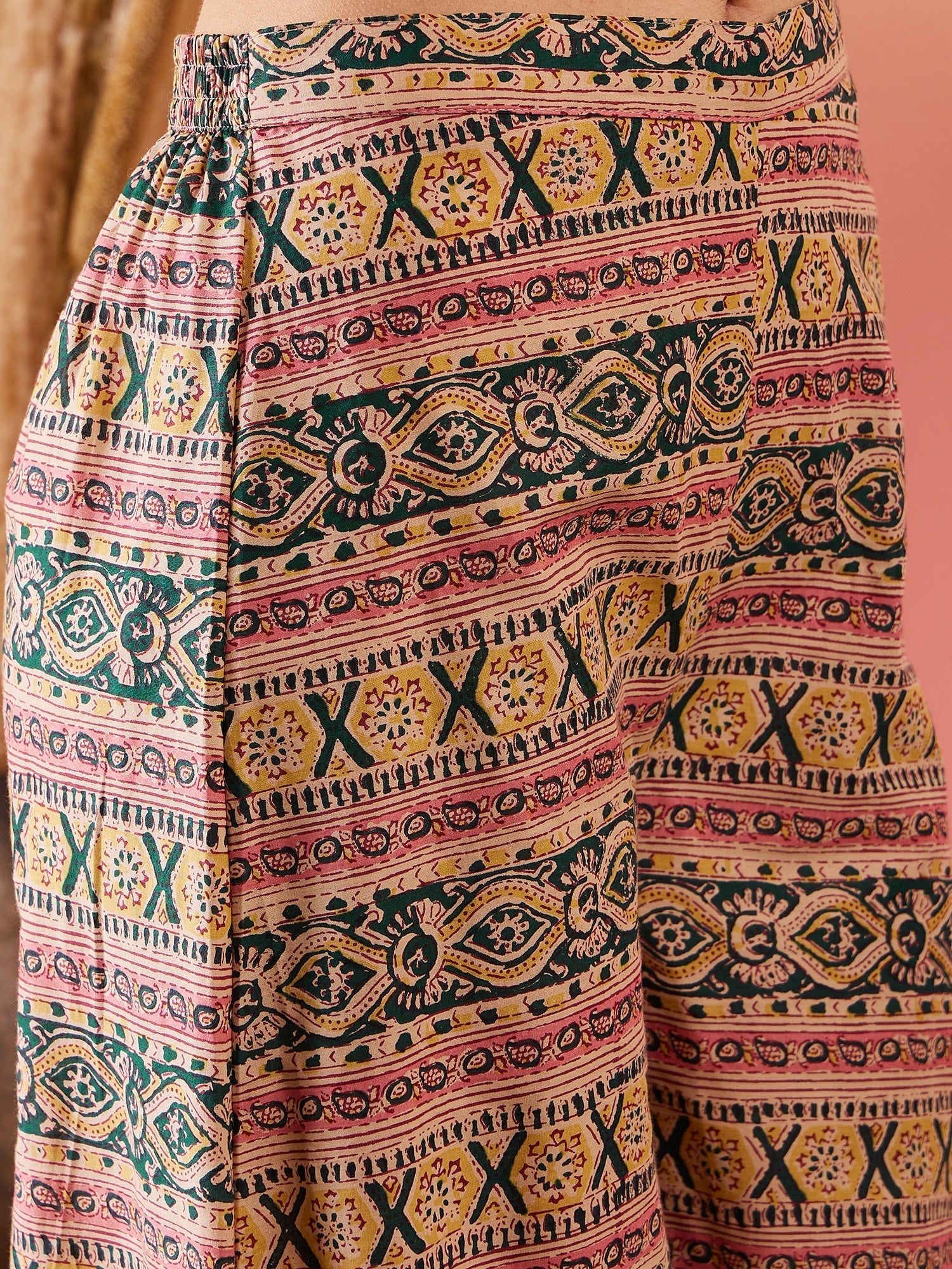 InWeave Dark Green Paisley Print Strappy Printed Palazzo Set - Distacart