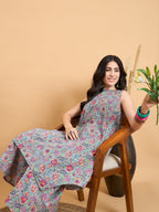 InWeave Grey Kantha Floral Jaal Short Palazzo Set
