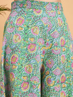 InWeave Mint Green Kantha Floral Jaal Short Palazzo Set