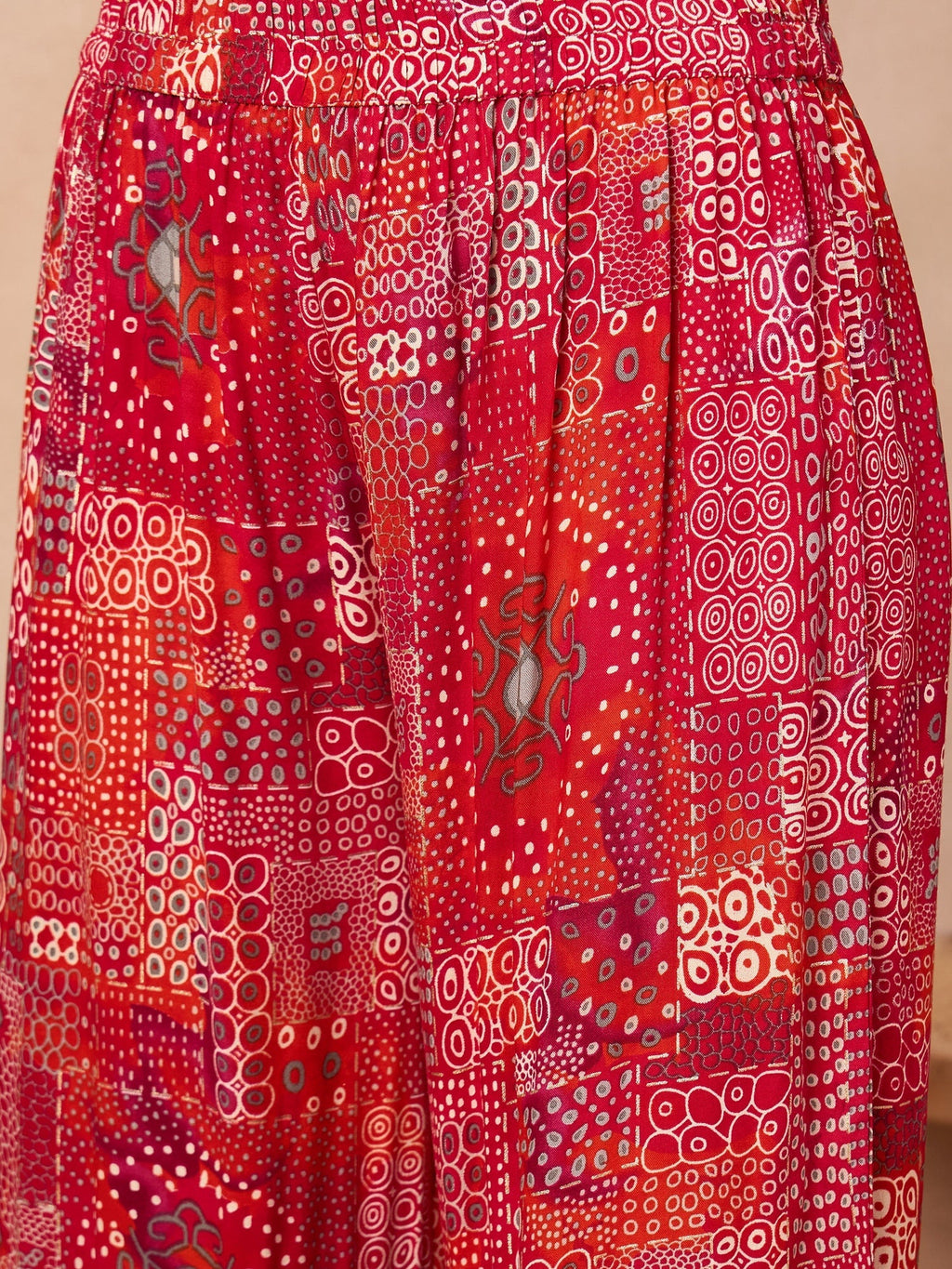 InWeave Orange Red Unique Foil Sweetheart Neck Sharara Set - Distacart