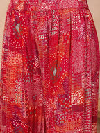 InWeave Orange Red Unique Foil Sweetheart Neck Sharara Set - Distacart