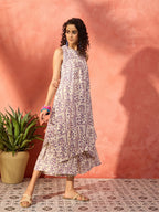 InWeave Mauve Ethnic Window Floral Short Palazzo Kurta Set