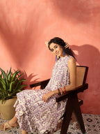 InWeave Mauve Ethnic Window Floral Short Palazzo Kurta Set