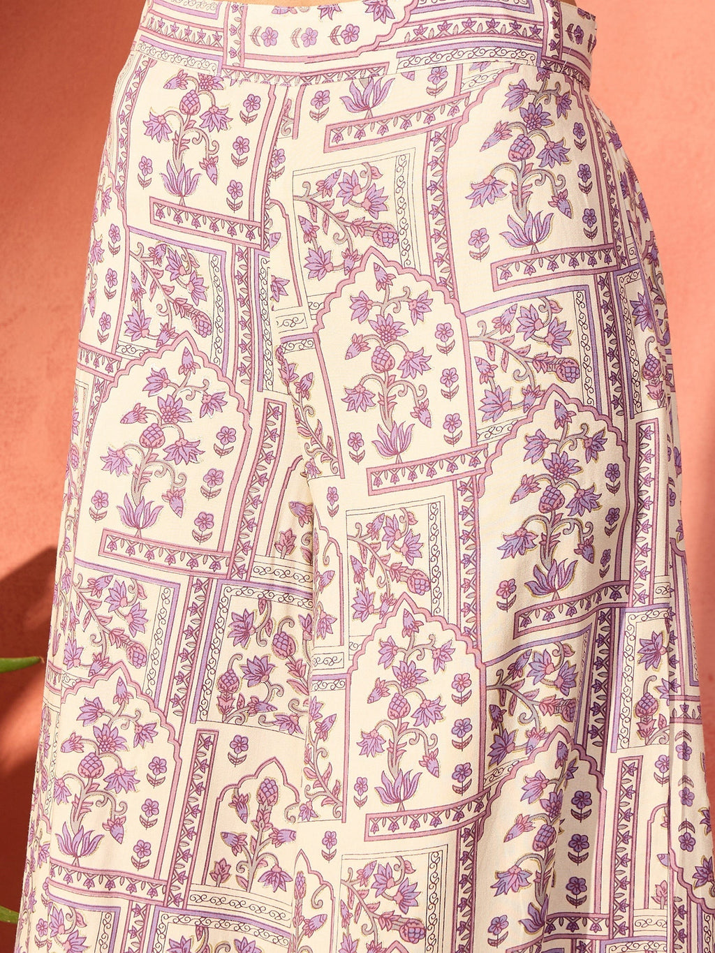 InWeave Mauve Ethnic Window Floral Short Palazzo Kurta Set