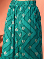 InWeave Dark Teal Foil Boota Round Neck W/S Sharara Set - Distacart