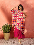 InWeave Fuchsia Multi Check Foil One Shoulder Leh Palazzo Set - Distacart