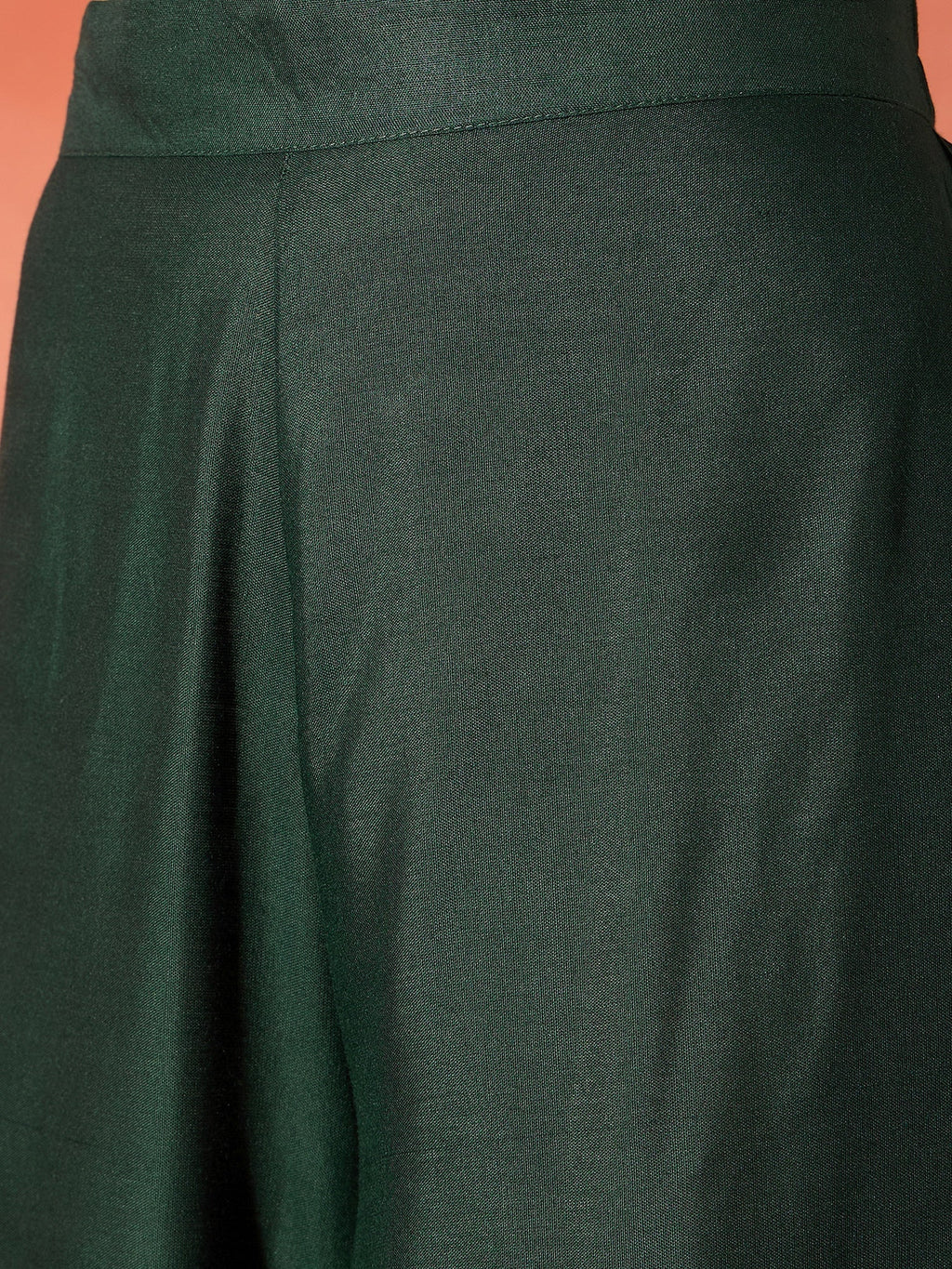 InWeave Dark Green Mandarin Neck High Low Kurta Set - Distacart