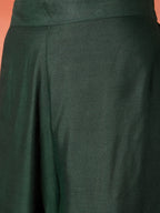 InWeave Dark Green Mandarin Neck High Low Kurta Set - Distacart
