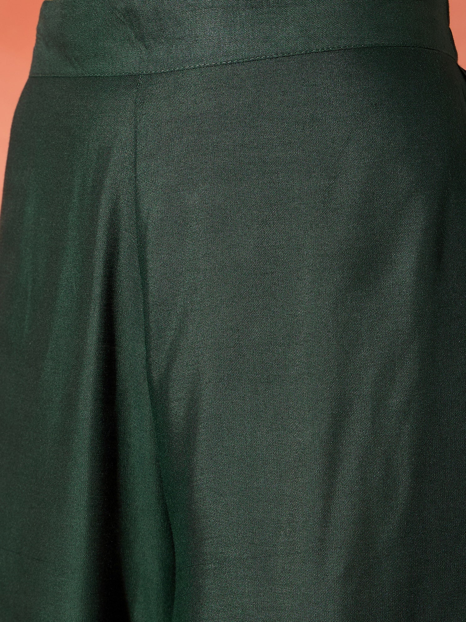 InWeave Dark Green Mandarin Neck High Low Kurta Set - Distacart