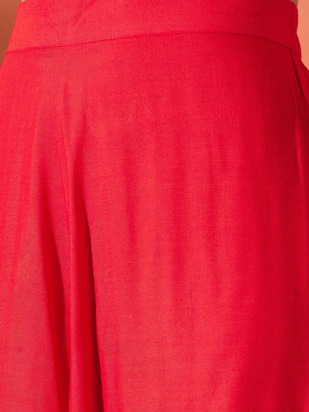 InWeave Red Mandarin Neck High Low Kurta Set