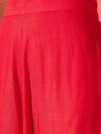 InWeave Red Mandarin Neck High Low Kurta Set