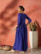 InWeave Ink Blue Long Anarkali Kurta Pant Set