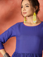 InWeave Ink Blue Long Anarkali Kurta Pant Set