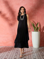 InWeave Black Kurta Short Palazzo Set