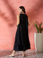 InWeave Black Kurta Short Palazzo Set