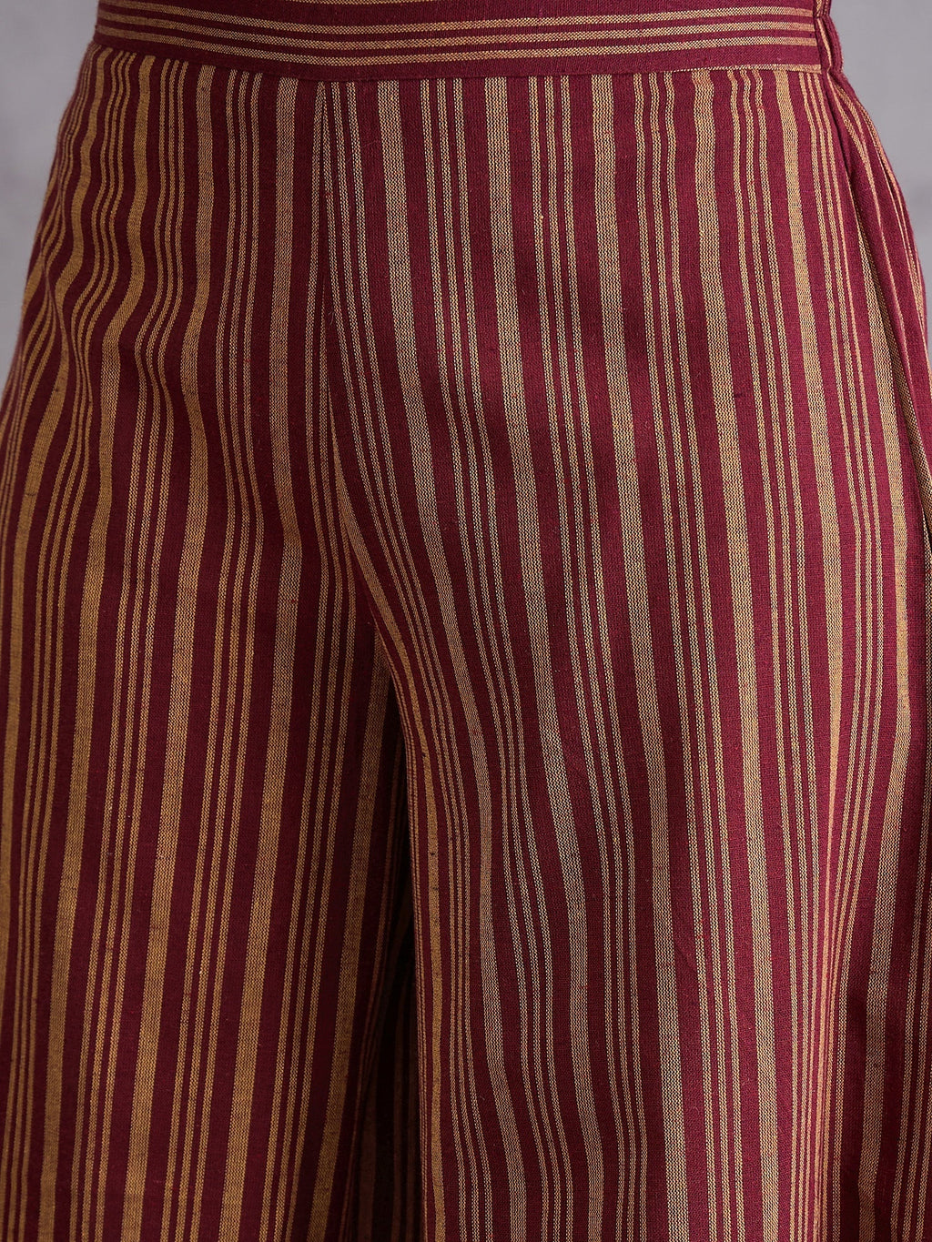 InWeave Maroon Orange Striped Kurta Set - Distacart