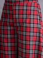 InWeave Red Black Check Kurta Set
