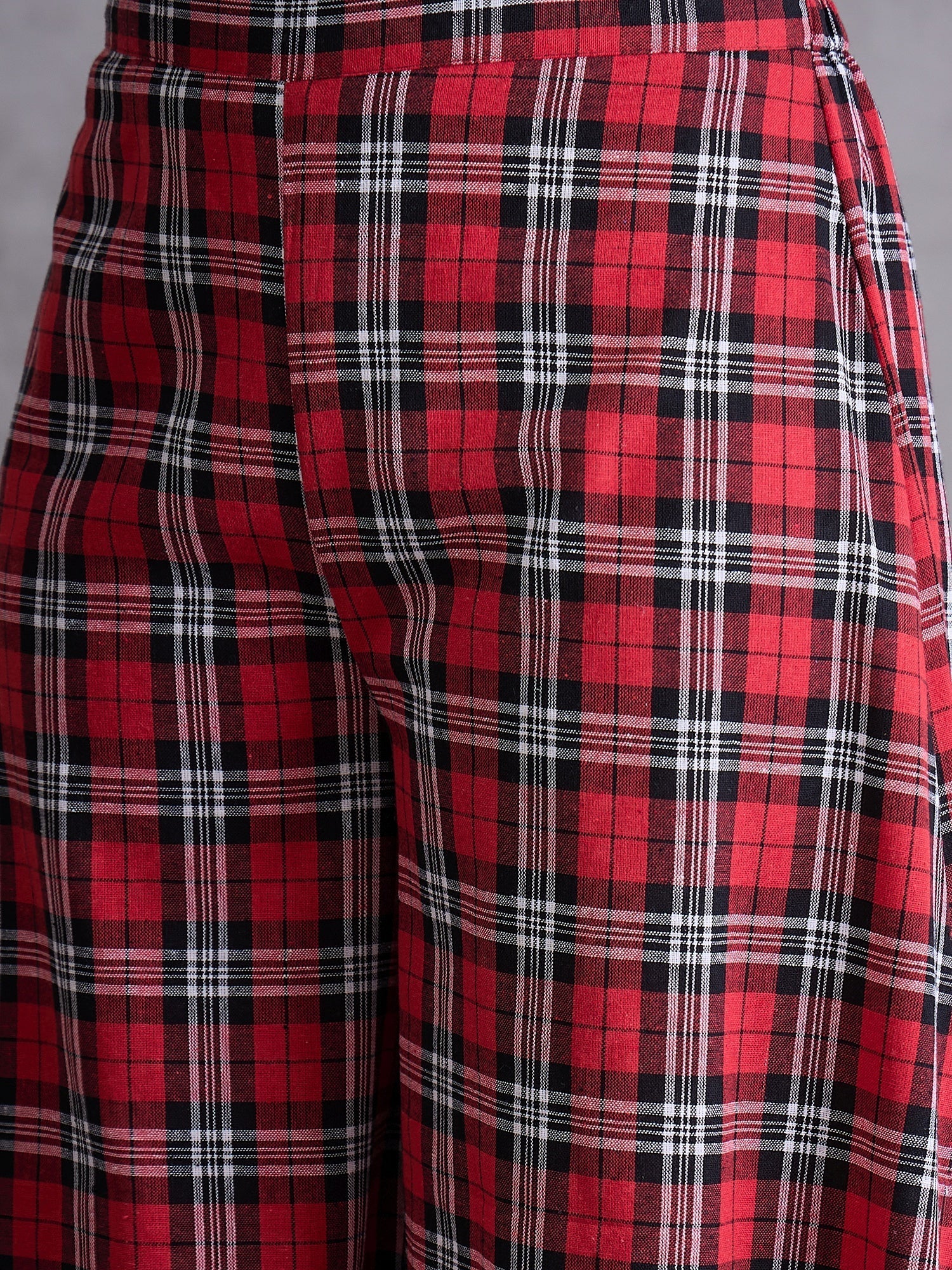 InWeave Red Black Check Kurta Set