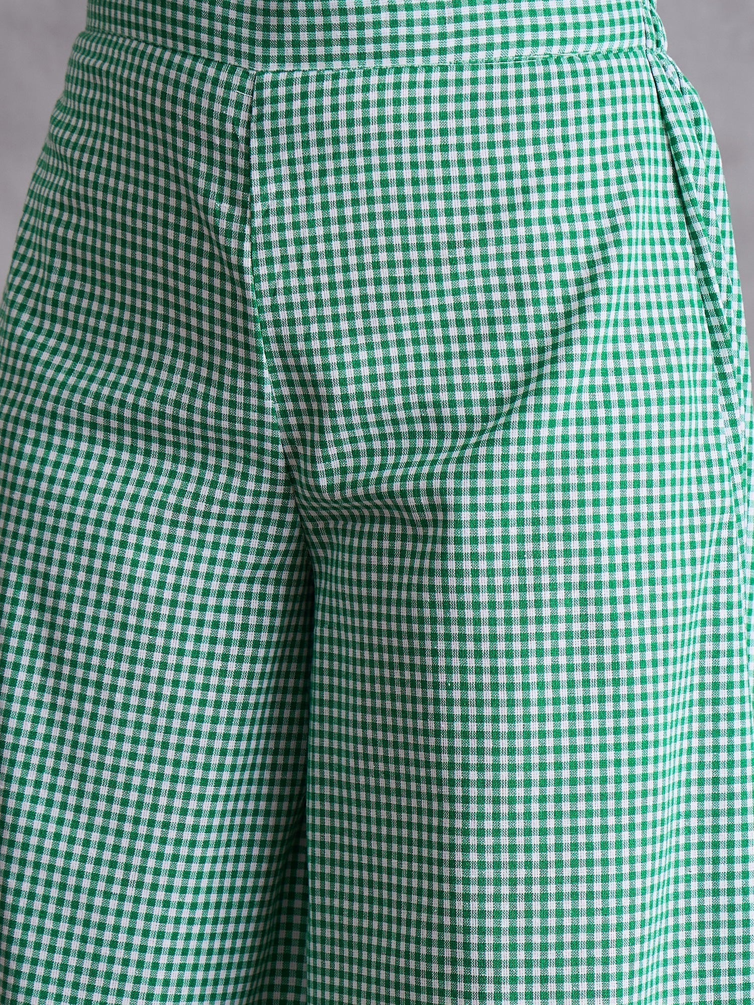 InWeave Green Small Check Kurta Set