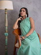 InWeave Green Small Check Kurta Set