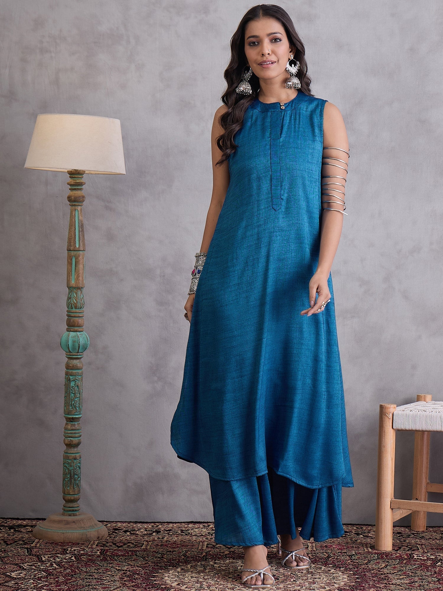 InWeave Peacock Blue Kurta Set - Distacart