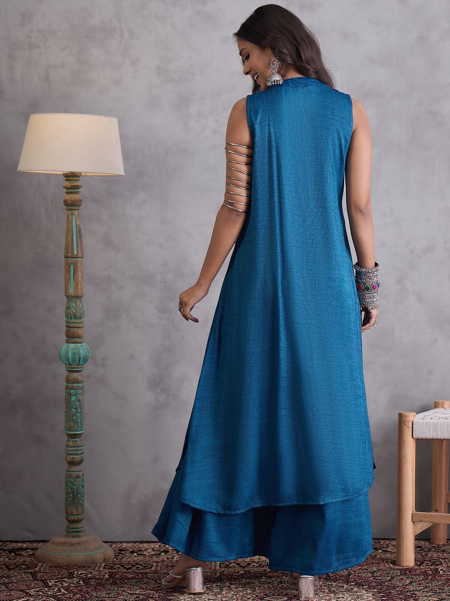 InWeave Peacock Blue Kurta Set - Distacart