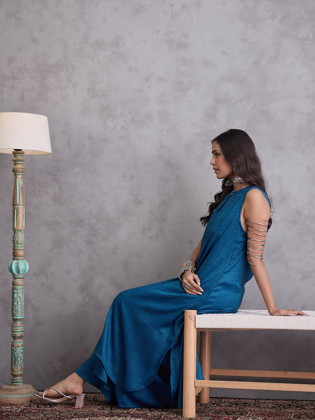 InWeave Peacock Blue Kurta Set - Distacart
