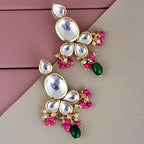Tehzeeb Creations Back Meenakari Gold-Polished Multi Color Tika Earring Combo Uncut Big Faux Kundan Choker Necklace set