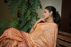 Vardha Peach Golden Zari Banarasi Raw Silk Saree