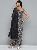 HERE&NOW Women Floral Printed Regular Pure Cotton Kurta with Palazzos & Dupatta