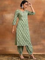 Aks Ethnic Motifs Printed Pure Cotton Kurta with Palazzos