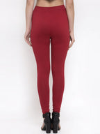 TAG 7 Women Pack Of 2 Mustard Yellow & Maroon Solid Churidar-Length Leggings
