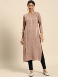 Joban Fashion Brown Viscose Rayon Embroidery Readymade Tunic