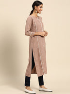 Joban Fashion Brown Viscose Rayon Embroidery Readymade Tunic