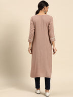 Joban Fashion Brown Viscose Rayon Embroidery Readymade Tunic
