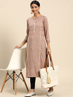 Joban Fashion Brown Viscose Rayon Embroidery Readymade Tunic