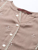 Joban Fashion Brown Viscose Rayon Embroidery Readymade Tunic