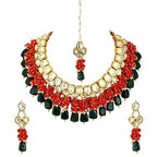 Tehzeeb Creations Meenakari Gold-Polished pentagon shape Uncut Kundan Necklace Set