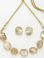 NVR Women's Gold-Polished Mother of Pearl Handcrafted Jewellery Set