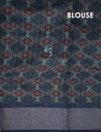 Dark Green and Navy Blue Geometrical Print Semi Chanderi Saree By Gayathri Reddy Designer Studio - Distacart