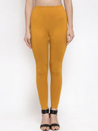 TAG 7 Women Pack Of 2 Mustard Yellow & Pink Solid Ankle-Length Leggings