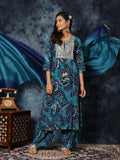 Sangria Bandhani Print & Embroidered Kurta Palazzo & Dupatta Set