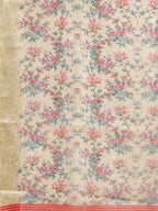 Saree Mall Cream-Coloured & Pink Floral Print Saree - Distacart