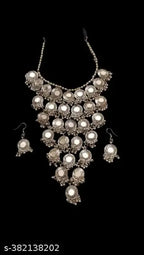 Tehzeeb Creations Women's Anarkali Design Oxidised Necklace With Mirror